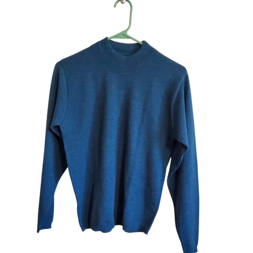 Pendleton‎ 100% Merino Wool Smock Turtle Neck Long Sleeve Royal Blue Sweater S